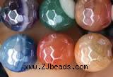 CAA5491 15 inches 8mm faceted round AB-color banded agate beads
