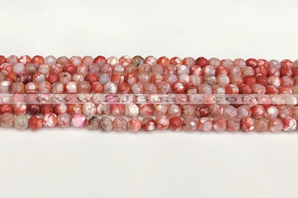 CAA5500 15 inches 6mm faceted round fire crackle agate beads