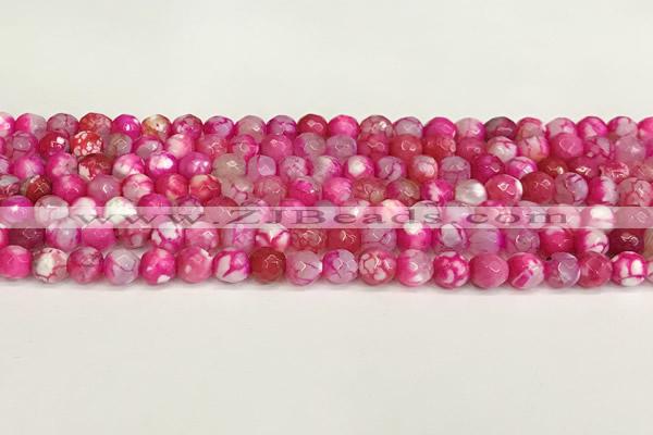 CAA5501 15 inches 6mm faceted round fire crackle agate beads