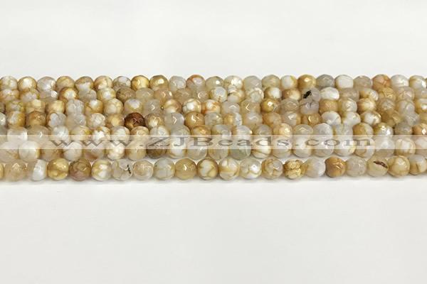 CAA5503 15 inches 6mm faceted round fire crackle agate beads