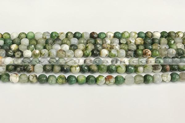 CAA5505 15 inches 6mm faceted round fire crackle agate beads
