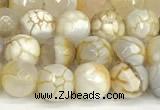 CAA5514 15 inches 8mm faceted round fire crackle agate beads