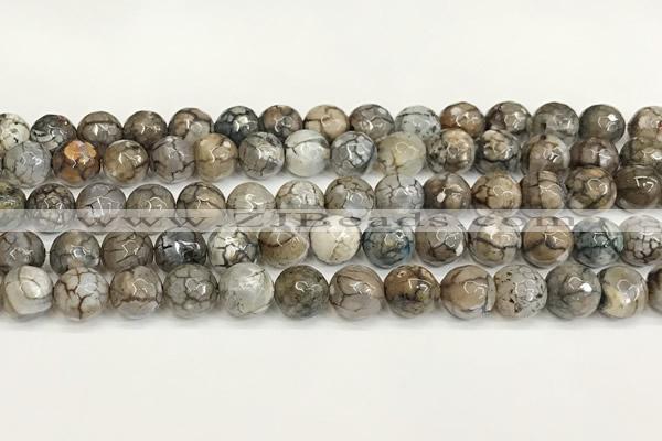 CAA5532 15 inches 10mm faceted round fire crackle agate beads