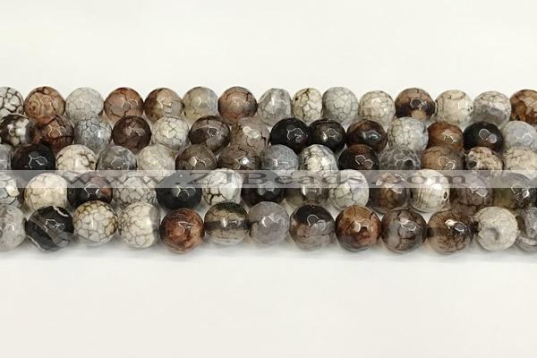 CAA5533 15 inches 10mm faceted round fire crackle agate beads