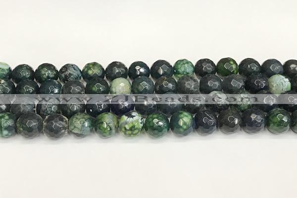 CAA5546 15 inches 12mm faceted round fire crackle agate beads