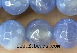 CAA5551 15 inches 8mm faceted round AB-color banded agate beads