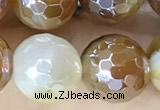 CAA5572 15 inches 10mm faceted round AB-color banded agate beads