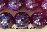 CAA5587 15 inches 8mm faceted round AB-color banded agate beads