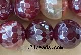 CAA5591 15 inches 8mm faceted round AB-color banded agate beads