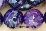 CAA5596 15 inches 10mm faceted round AB-color banded agate beads