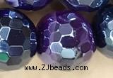 CAA5597 15 inches 12mm faceted round AB-color banded agate beads