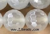 CAA5627 15 inches 10mm faceted round AB-color white agate beads