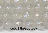 CAA5630 15 inches 6mm faceted round AB-color white agate beads