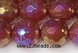 CAA5667 15 inches 10mm faceted round AB-color red agate beads