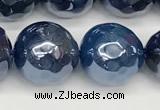 CAA5677 15 inches 10mm faceted round AB-color blue agate beads