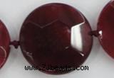 CAA568 15.5 inches 35mm faceted flat round dragon veins agate beads