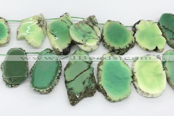 CAA5709 Top drilled 25*30mm - 40*50mm freeform grass agate beads