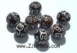 CAA5714 14mm round tibetan agate dzi beads wholesale