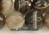 CAA5737 15 inches 10mm faceted round banded agate beads