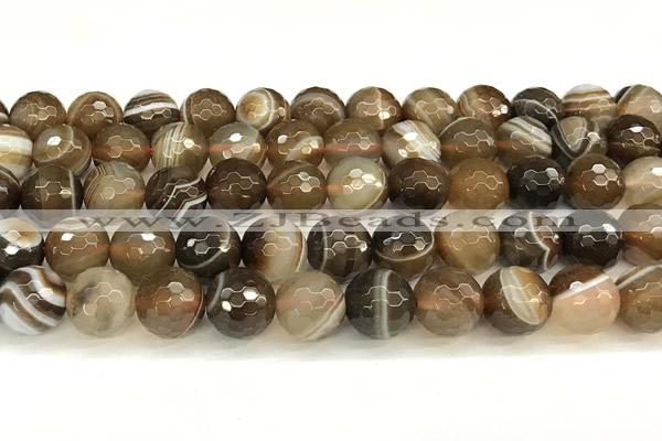 CAA5737 15 inches 10mm faceted round banded agate beads