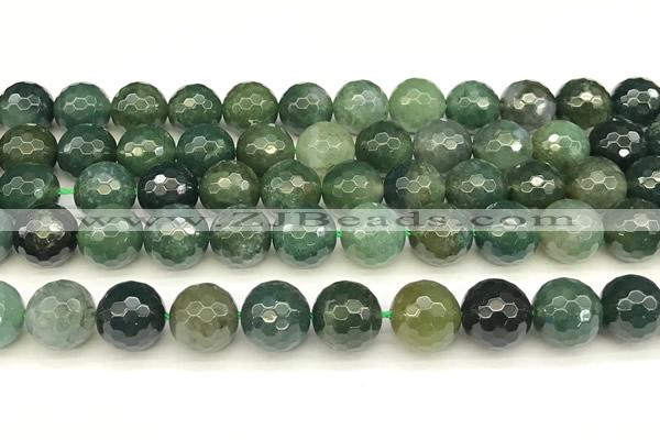 CAA5747 15 inches 10mm faceted round moss agate beads