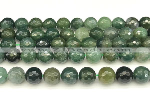 CAA5748 15 inches 12mm faceted round moss agate beads