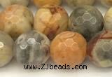 CAA5761 15 inches 8mm faceted round yellow crazy lace agate beads