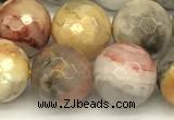 CAA5762 15 inches 10mm faceted round yellow crazy lace agate beads