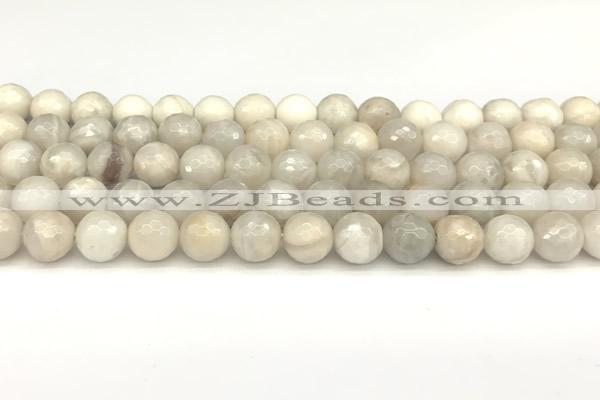 CAA5766 15 inches 8mm faceted round white crazy lace agate beads