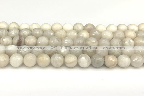 CAA5767 15 inches 10mm faceted round white crazy lace agate beads