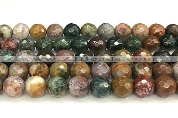 CAA5778 15 inches 12mm faceted round ocean agate beads