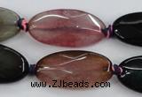 CAA578 15.5 inches 15*30mm faceted oval dragon veins agate beads