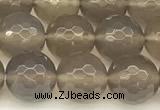 CAA5787 15 inches 10mm faceted round grey agate beads