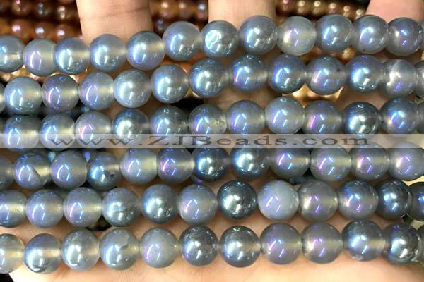 CAA5824 15 inches 8mm round AB-color agate beads