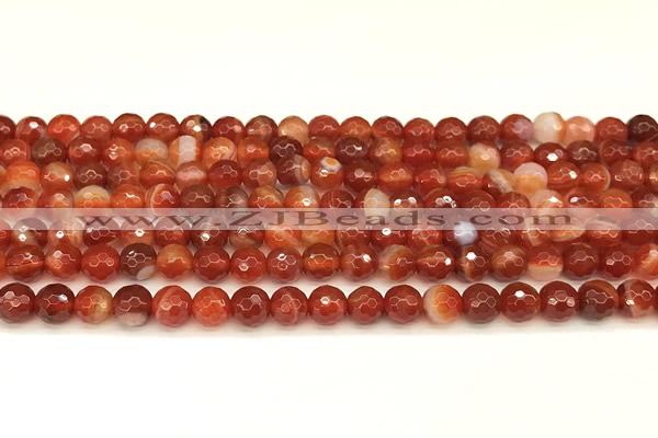 CAA5835 15 inches 6mm faceted round banded agate beads