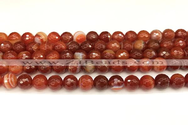 CAA5836 15 inches 8mm faceted round banded agate beads