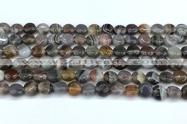 CAA5890 15 inches 8mm coin botswana agate gemstone beads