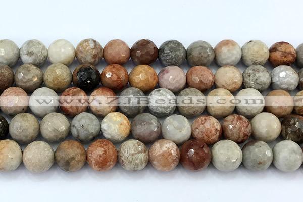 CAA5922 15 inches 10mm faceted round chrysanthemum agate beads