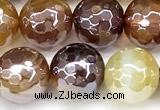 CAA5963 15 inches 10mm faceted round AB-color line agate beads
