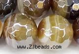CAA5964 15 inches 12mm faceted round AB-color line agate beads