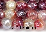 CAA5965 15 inches 6mm faceted round AB-color line agate beads