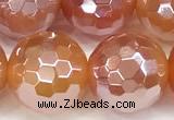 CAA5972 15 inches 12mm faceted round AB-color line agate beads
