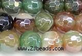 CAA5973 15 inches 6mm faceted round AB-color line agate beads