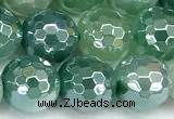 CAA5978 15 inches 8mm faceted round AB-color line agate beads