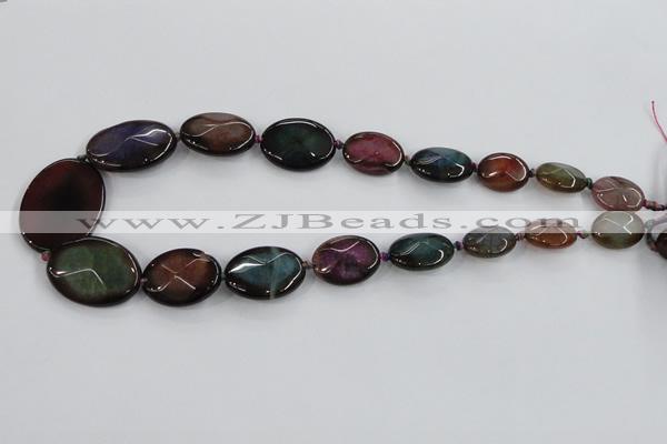 CAA598 16*20mm – 30*40mm faceted oval dragon veins agate beads