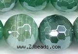 CAA5980 15 inches 12mm faceted round AB-color line agate beads