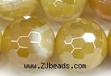 CAA5990 15 inches 12mm faceted round AB-color line agate beads