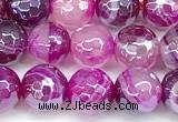 CAA5995 15 inches 6mm faceted round AB-color line agate beads