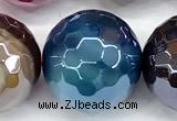 CAA6013 15 inches 14mm faceted round AB-color line agate beads