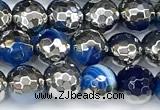 CAA6020 15 inches 6mm faceted round electroplated line agate beads